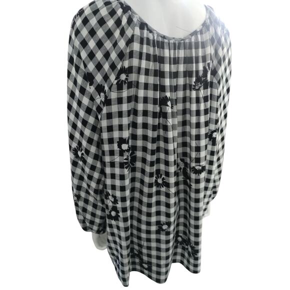 Allison Daley Womens Gingham Floral Front Tie Cottagecore Boho Peasant Top sz 3X - Picture 3 of 16